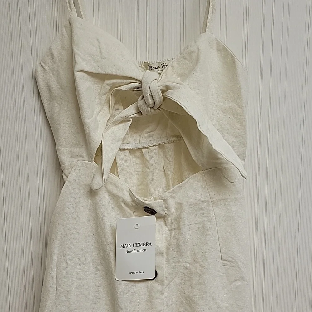 Maia Hemera cotton/polyester made in Italy tie front dress women's sz small NWT - Picture 2 of 5